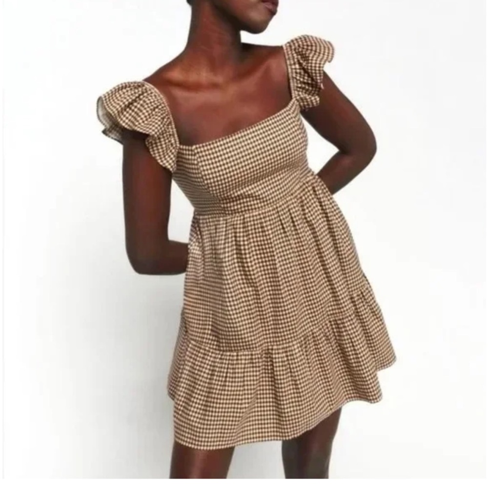 Reformation Brown Gingham Dress